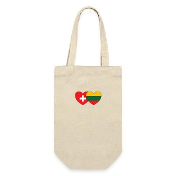 Switzerland Lithuania Flag Heart - Gift Bag for Bottles - nature - Front