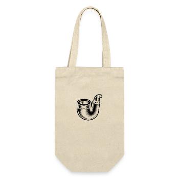 Klassische Pfeife für Pfeifenraucher - Geschenkbeutel für Flaschen - Natur - Vorne