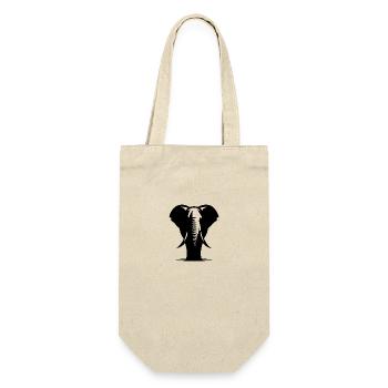 Gewaltiger Elefant mit großen Stoßzähnen - Geschenkbeutel für Flaschen - Natur - Vorne
