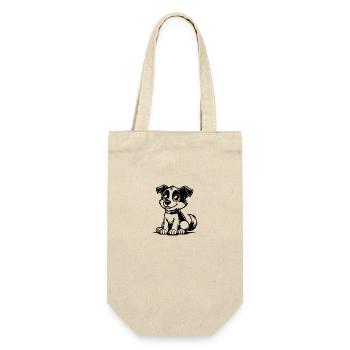 Funny dog with collar as a cute cartoon character - Gift Bag for Bottles - nature - Front
