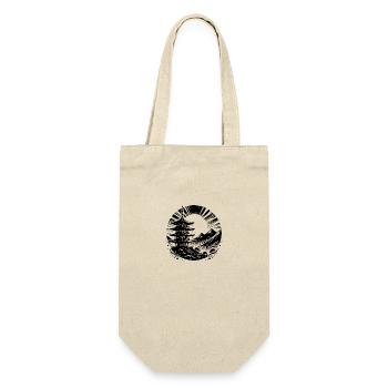 Asian Pagoda Yoga Art Motif with Temple - Gift Bag for Bottles - nature - Front