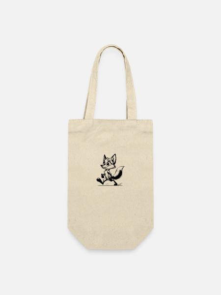 Fuchs Zeichnung Schlitzohr Fuchs - Geschenkbeutel für Flaschen - Natur
