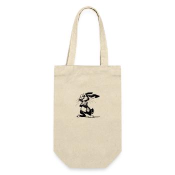 Croquis de portrait de lapin avec de grandes oreilles - Sac à bouteille - nature - Devant