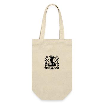 Hobbykoch und Küchen Material Silhouette Portrait - Geschenkbeutel für Flaschen - Natur - Vorne