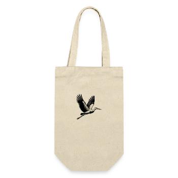 Eleganter Fliegender Storch - Geschenkbeutel für Flaschen - Natur - Vorne