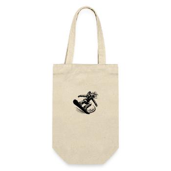 Wintersport Snowboarderin im Action Sprung - Geschenkbeutel für Flaschen - Natur - Vorne