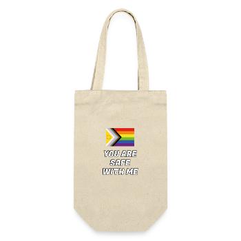 Inklusive Pride Progress Flag Safe Space - Geschenkbeutel für Flaschen - Natur - Vorne