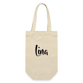 Vorname - Lina - Geschenkbeutel für Flaschen - Natur - Vorne