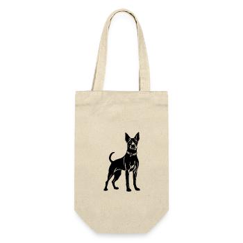 Pinscher Hund - Geschenkbeutel für Flaschen - Natur - Vorne