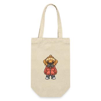 Mastiff Hund Winter - Geschenkbeutel für Flaschen - Natur - Vorne