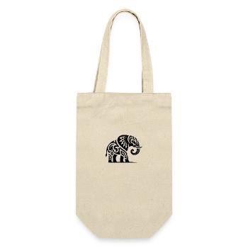 Eleganter Tattoo Elefant mit großen Stoßzähnen - Geschenkbeutel für Flaschen - Natur - Vorne