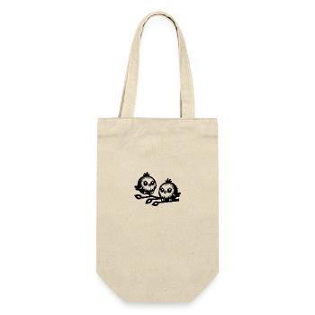 Zwei kleine niedliche Vögel in Cartoon Style - Geschenkbeutel für Flaschen - Natur - Vorne