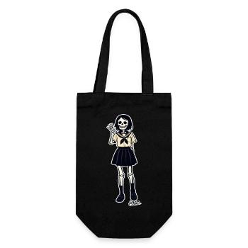 Skeleton Schoolgirl Portrait - Gift Bag for Bottles - black - Front