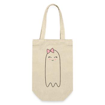 Ghost with Pink Bow – Cute Halloween Design - Gift Bag for Bottles - nature - Front