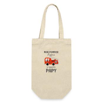 Papy Pompier prefere Papi et petit fils - Sac à bouteille - nature - Devant