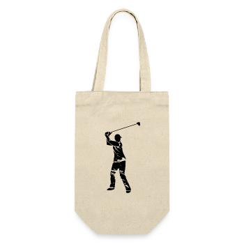 Golf Golfer Silhouette - White Grunge Design - Gift Bag for Bottles - nature - Front
