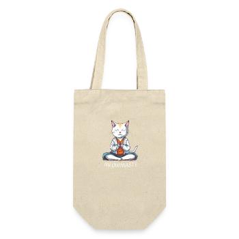 Meowmaste - Yoga Katze in Lotus Pose - Geschenkbeutel für Flaschen - Natur - Vorne