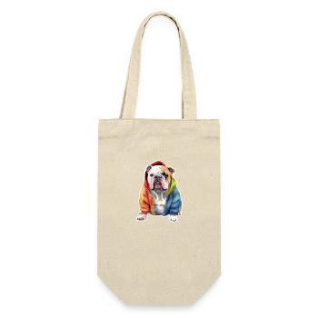 Funny English Bulldog in dog clothes. - Gift Bag for Bottles - nature - Front
