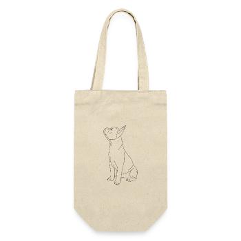 Französische Bulldogge - Geschenkbeutel für Flaschen - Natur - Vorne