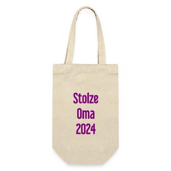 Stolze Oma 2024 – Perfekt für frischgebackene Omas - Geschenkbeutel für Flaschen - Natur - Vorne