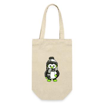 Pinguin Winter Comic - Geschenkbeutel für Flaschen - Natur - Vorne