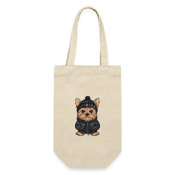 Yorkshire Terrier Hund Winter - Geschenkbeutel für Flaschen - Natur - Vorne