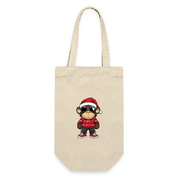 Affe Weihnachten Ugly Christmas - Geschenkbeutel für Flaschen - Natur - Vorne