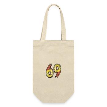 69 Zahl Symbol - Geschenkbeutel für Flaschen - Natur - Vorne
