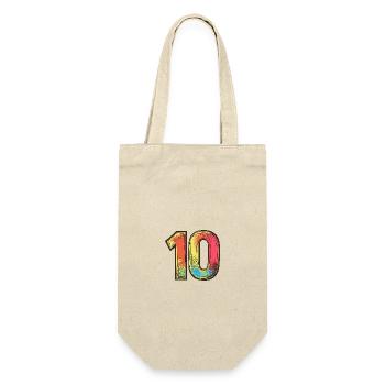 10 Zahl symbol - Geschenkbeutel für Flaschen - Natur - Vorne