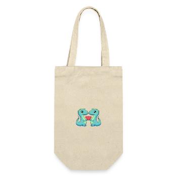 Dinosaur brontosaurus couple heart Valentine's Day - Gift Bag for Bottles - nature - Front