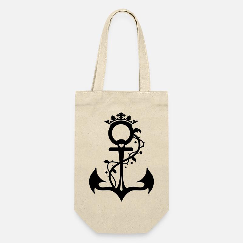 Der stilisierte Anker - Glaube Liebe Hoffnung - Geschenkbeutel für Flaschen - Natur