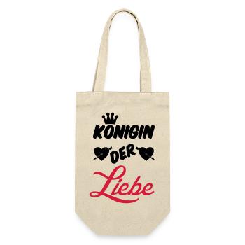 Königin der Liebe Krone Paar Geschenk Spruch Fun - Geschenkbeutel für Flaschen - Natur - Vorne
