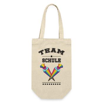 Team Schule Einschulung Zuckertüte Schultüte bunt - Geschenkbeutel für Flaschen - Natur - Vorne