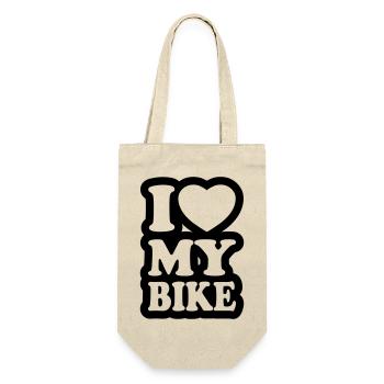 I love my bike - Ich liebe mein Motorrad - Geschenkbeutel für Flaschen - Natur - Vorne