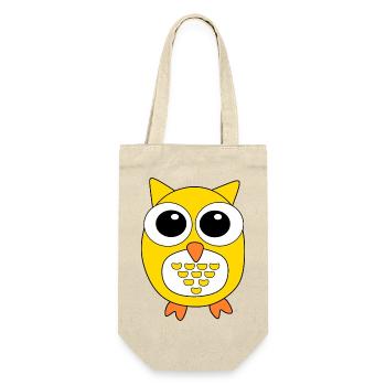 gelbe Eule gelb Vogel Vögelchen Tiere Geschenk - Geschenkbeutel für Flaschen - Natur - Vorne