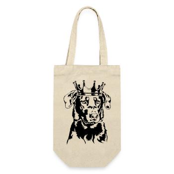 BEAUCERON Krone Hunde Hund Wilsigns - Geschenkbeutel für Flaschen - Natur - Vorne
