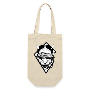 Oni Mask Japanische Tattoo Maske - Geschenkbeutel für Flaschen - Natur - Vorne
