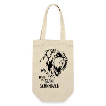 Loved by a Giant Schnauzer Hundespruch Wilsigns - Geschenkbeutel für Flaschen - Natur - Vorne