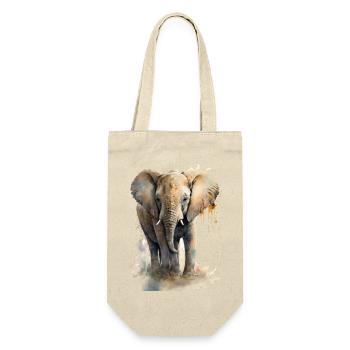 Süßer Kleiner Elefant Aquarell - Geschenkbeutel für Flaschen - Natur - Vorne