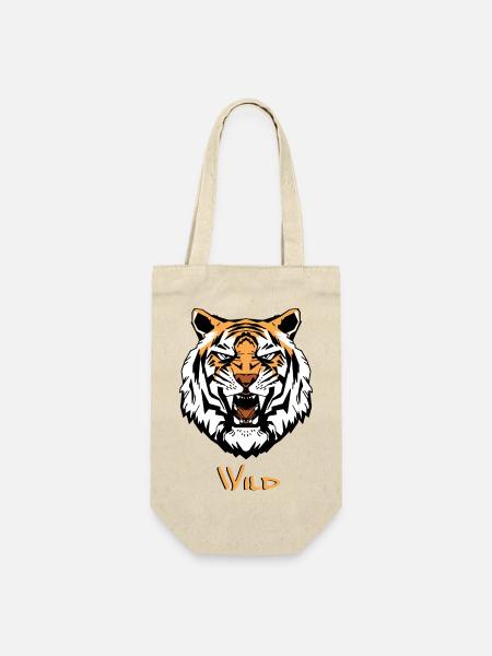 Geometrischer Tigerkopf Wild Style - Geschenkbeutel für Flaschen - Natur