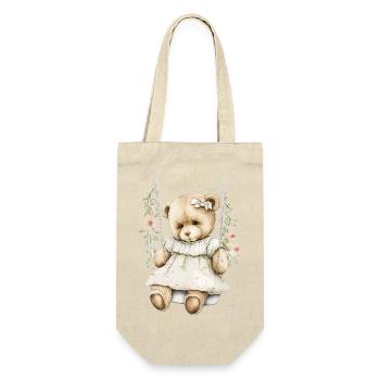 Petite fille ours en peluche sur balançoire fleurie - Sac à bouteille - nature - Devant