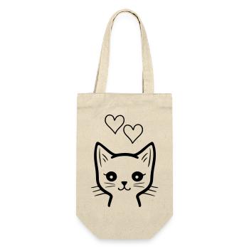 katze liebe - Geschenkbeutel für Flaschen - Natur - Vorne