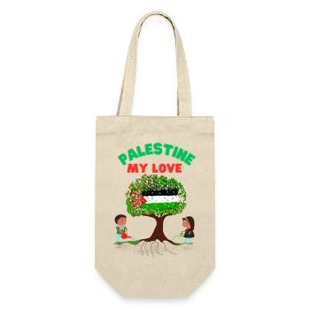 Palestine my Love - Geschenkbeutel für Flaschen - Natur - Vorne