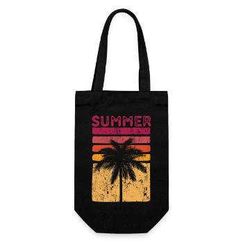 Summer retro sunset surfer - Gift Bag for Bottles - black - Front