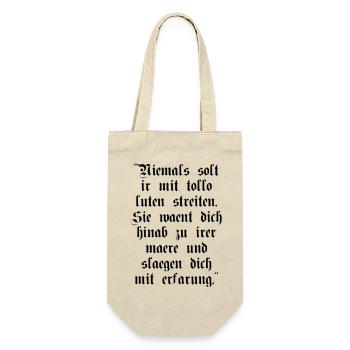 Lustiges Zitat auf Altdeutsch - Geschenkbeutel für Flaschen - Natur - Vorne