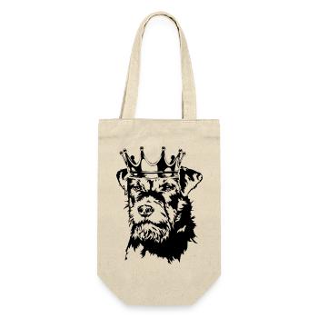 Deutscher Jagdterrier Krone Hund Hunde Wilsigns - Geschenkbeutel für Flaschen - Natur - Vorne