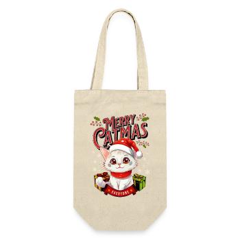 Cat Christmas Merry Catmas Meowy Ugly Funny - Gift Bag for Bottles - nature - Front