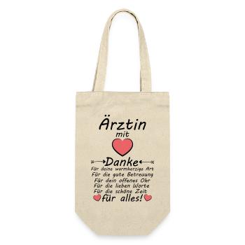 Ärztin Danke für Alles Dankeschön sagen Abschied - Geschenkbeutel für Flaschen - Natur - Vorne