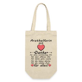 Arzthelferin Danke Dankeschön sagen zum Abschied - Geschenkbeutel für Flaschen - Natur - Vorne