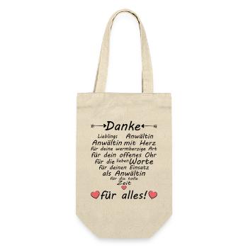 Anwältin Dankeschön Danke sagen zum Abschied - Geschenkbeutel für Flaschen - Natur - Vorne
